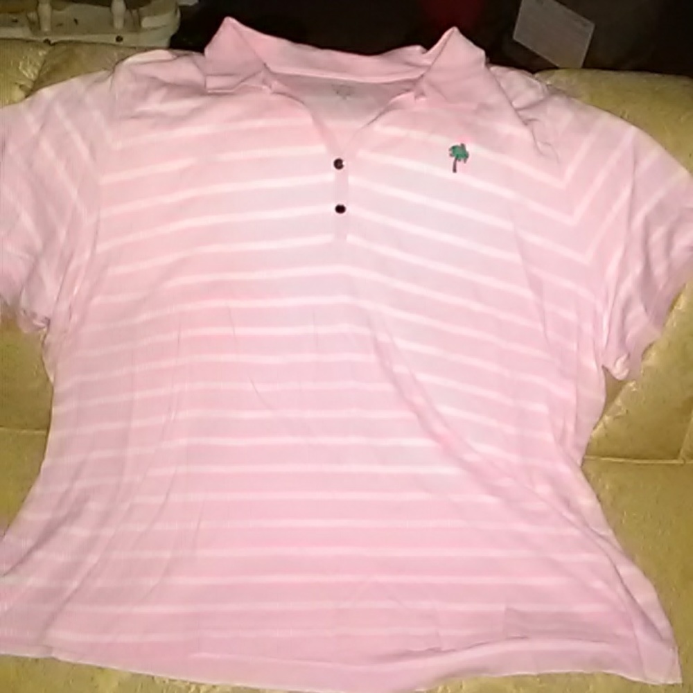 Pink and White striped polo shirt shirt sleeve 3X